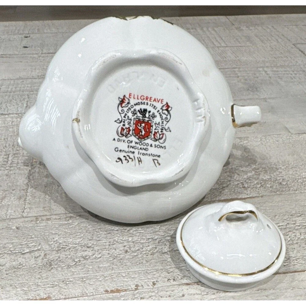 Vintage 1960s Woods & Sons Ellgreave Ironstone Teapot w/ Lid